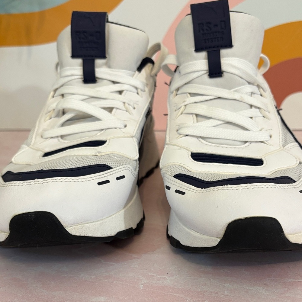Puma White and Navy RS-0 Sneakers